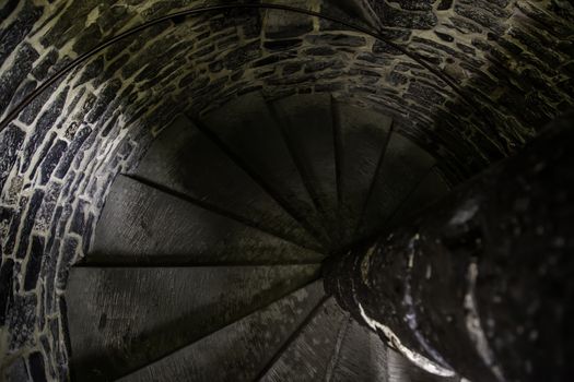 Ancient spiral staircase, medieval staircase detail
