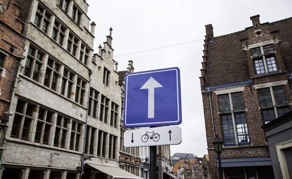 Old building in the city of Ghent, tourism in Europe, Belgium in September