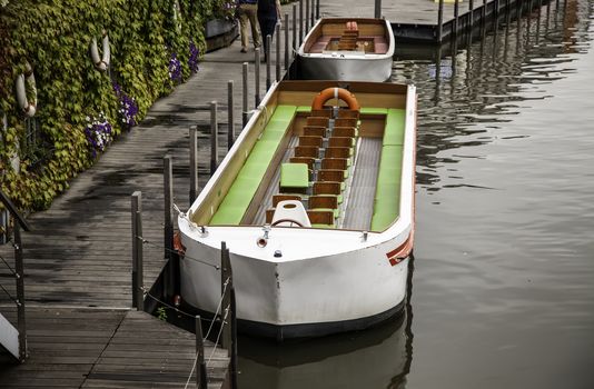 Boat on the canal in belgium, detail of transport by water