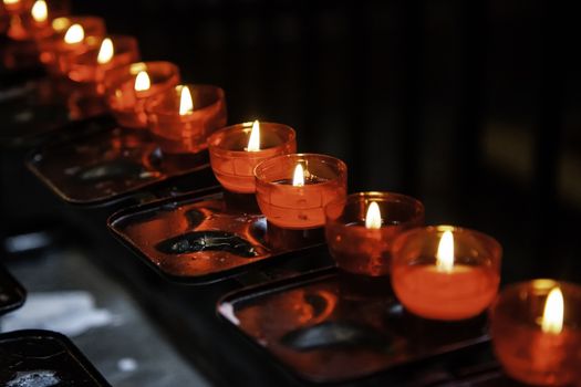 Wax candles in a church, belief and faith, religion