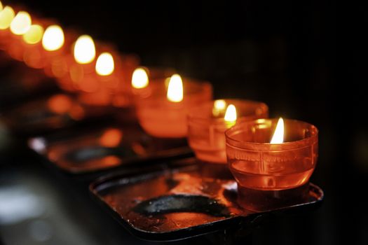 Wax candles in a church, belief and faith, religion