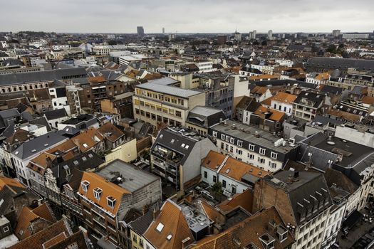 View of Ghent from the height, detail of Belgium, tourism