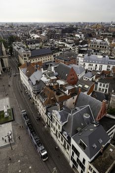 View of Ghent from the height, detail of Belgium, tourism