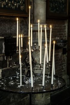 Wax candles in a church, belief and faith, religion