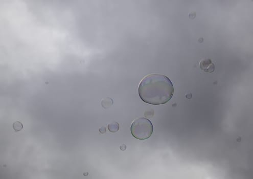 Bubbles of soap in the sky, detail of air bubbles