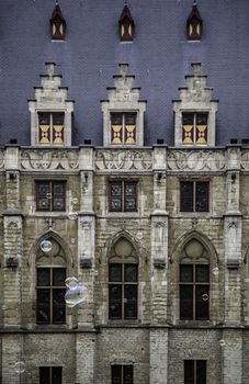 Old building in the city of Ghent, tourism in Europe, Belgium in September