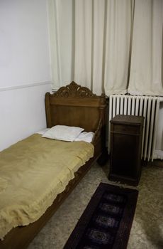 Old hospital bed, room detail, health and care