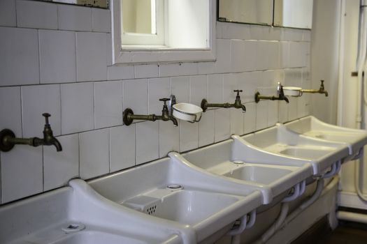 Old ceramic basin, cleaning and toilet detail