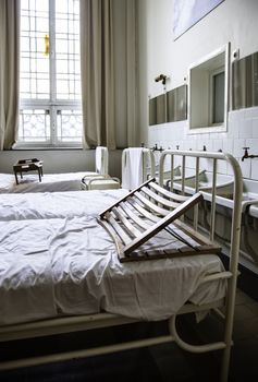 Old hospital beds, detail of old hospital for patients