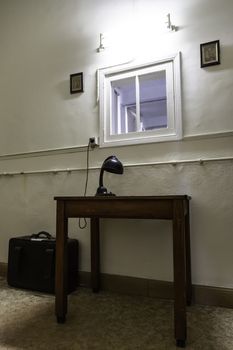 Old lamp on table, studio table detail