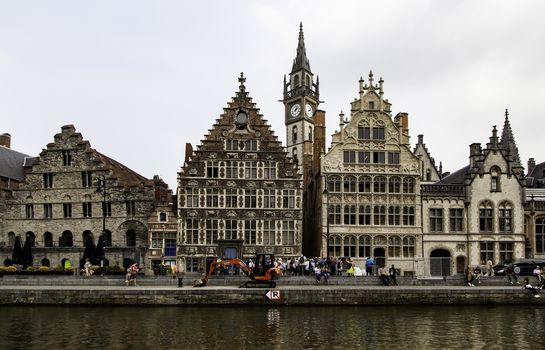 Nice view of the city of Ghent, detail of a city of Belgium, Europe