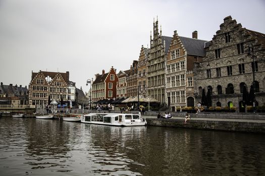 Nice view of the city of Ghent, detail of a city of Belgium, Europe