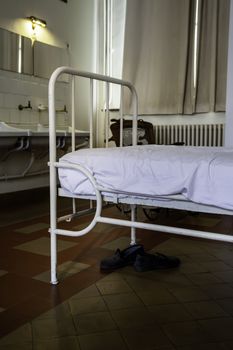 Old hospital beds, detail of old hospital for patients