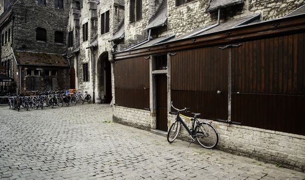 Old building in the city of Ghent, tourism in Europe, Belgium in September