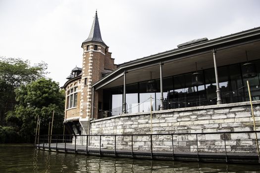 Old building in the city of Ghent, tourism in Europe, Belgium in September