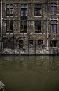 House typical of bruges, detail of medieval houses, tourism in Belgium, Europe