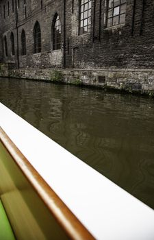 Boat in the city of Ghent, detail sightseeing boat, city tour through the canals