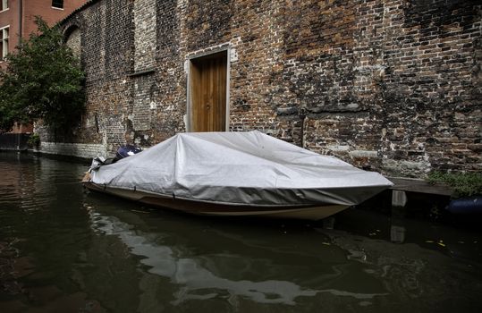 Boat in the city of Ghent, detail sightseeing boat, city tour through the canals