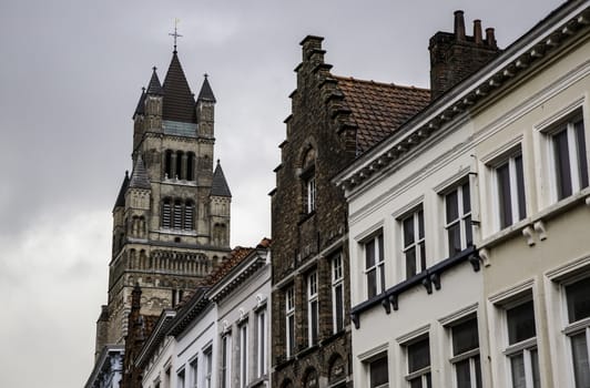 Old houses of Bruges, detail of medieval city, Belgium, Europe