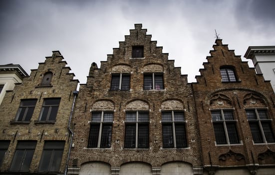 Old houses of Bruges, detail of medieval city, Belgium, Europe