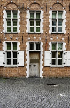 House typical of bruges, detail of medieval houses, tourism in Belgium, Europe