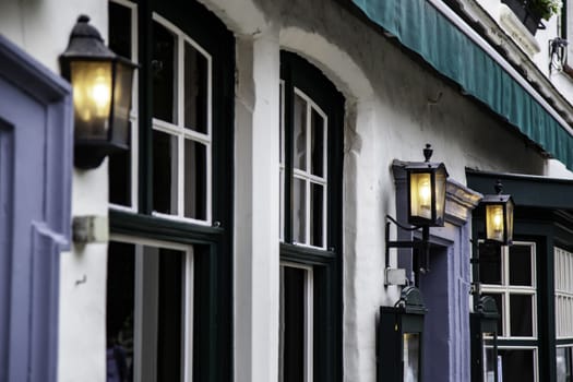 House typical of bruges, detail of medieval houses, tourism in Belgium, Europe