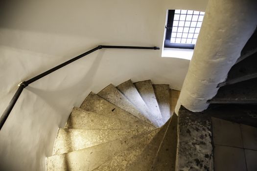Ancient spiral staircase, medieval staircase detail