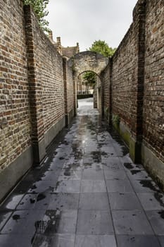 House typical of bruges, detail of medieval houses, tourism in Belgium, Europe
