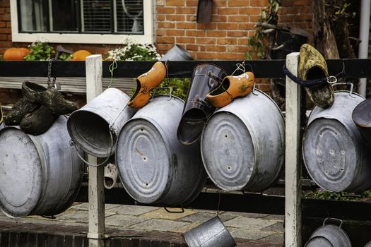 Dutch wooden clogs, wooden shoe detail