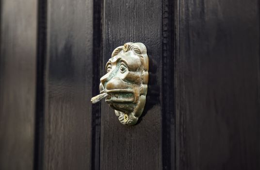 Old metal door knocker, decoration detail