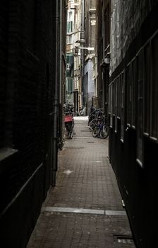 Amsterdam alley, Dutch city street, tourism in europe