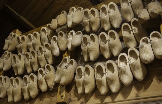 Traditional Dutch wooden clogs, traditional shoe detail