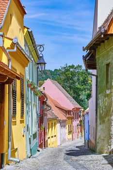 Street in Old Town of Sighisoara, Romania