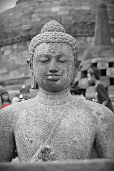 Image of sitting Buddha in Borobudur Temple, Jogjakarta, Indonesia