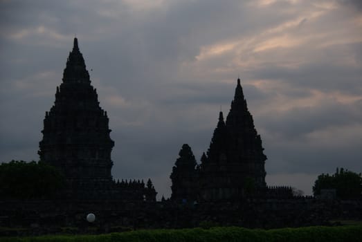 Beautiful silhouette of Prambanan Historical Complex