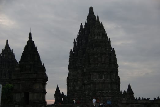 Beautiful silhouette of Prambanan Historical Complex