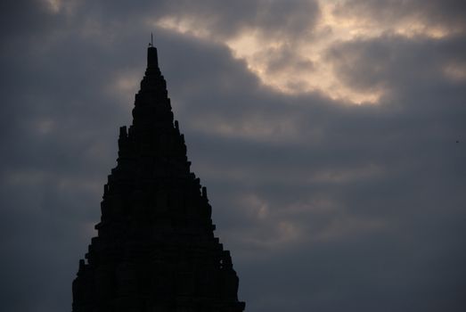 Beautiful silhouette of Prambanan Historical Complex