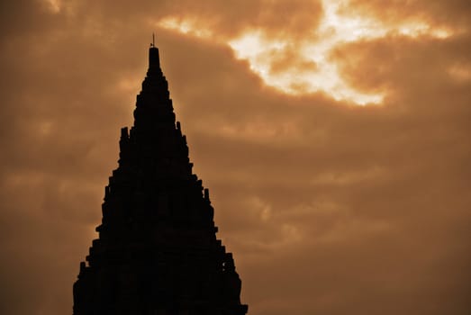 Beautiful silhouette of Prambanan Historical Complex