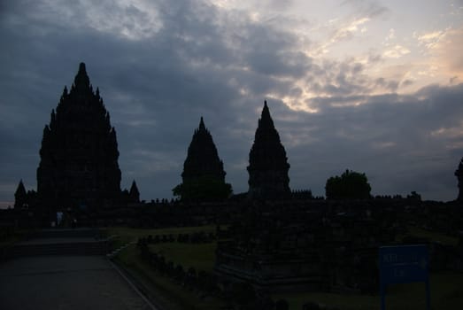 Beautiful silhouette of Prambanan Historical Complex