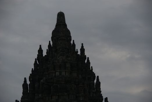 Beautiful silhouette of Prambanan Historical Complex