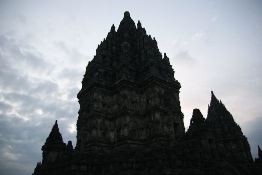 Beautiful silhouette of Prambanan Historical Complex