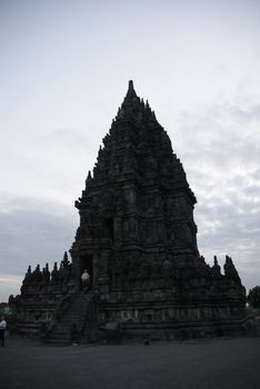 Beautiful silhouette of Prambanan Historical Complex