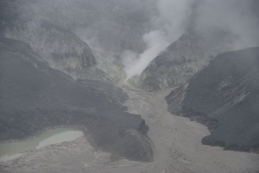 The crater of Tangkuban Perahu in Bandung, Indonesia