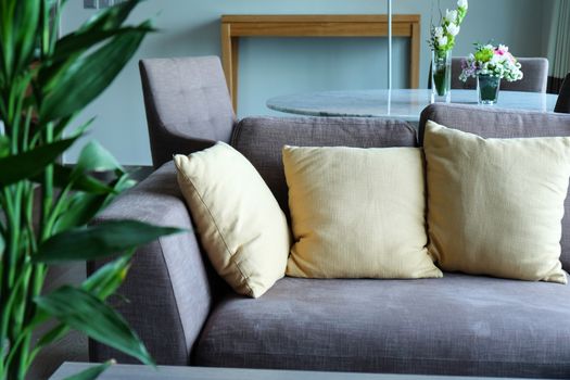 Detail of sofa in living room interior
