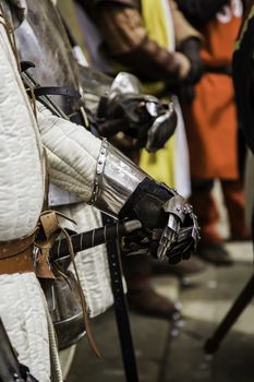 Medieval armor glove, detail of protection, ancient history