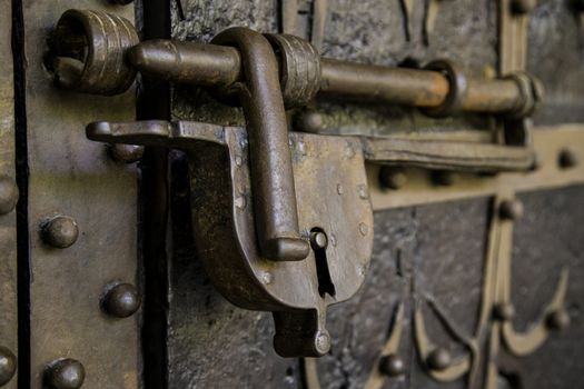 Old security padlock, protection detail, lock