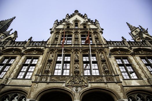 Old building in the city of Ghent, tourism in Europe, Belgium in September