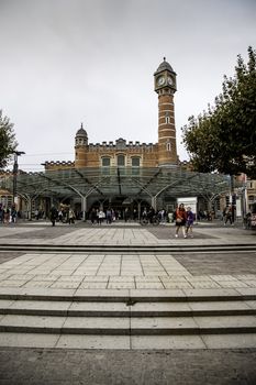 Train station in Ghent, transport detail, tourism in Europe