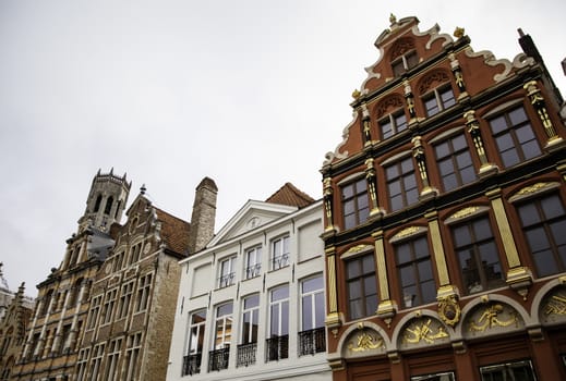House typical of bruges, detail of medieval houses, tourism in Belgium, Europe