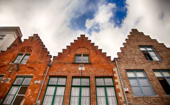 House typical of bruges, detail of medieval houses, tourism in Belgium, Europe